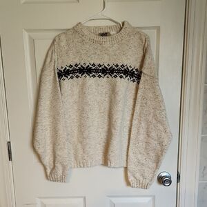 Northwest Territory Cream and Black Patterned Crewneck Sweater